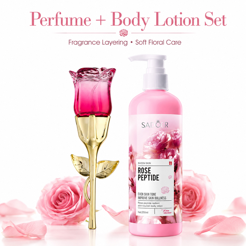 Perfume Fragrance Body Lotion - Kadınlar için Gül Parfümü ve Vücut